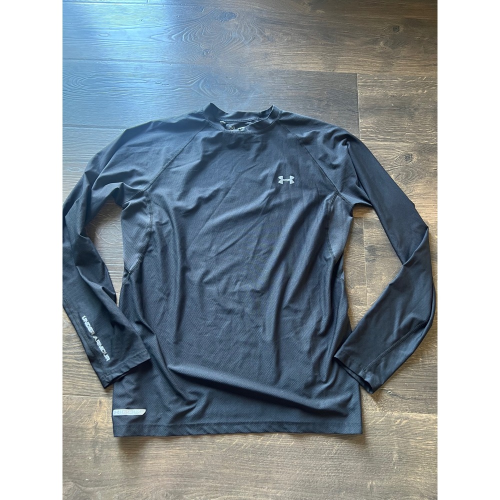 Under Armour Golf HeatGear Fitted Long Sleeve Shirt Black Mens Large LG Active